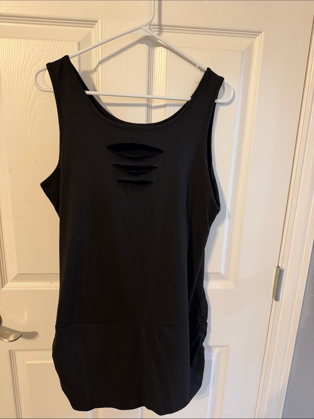 Women’s Black Sleeveless Tank Top with Front Cutouts